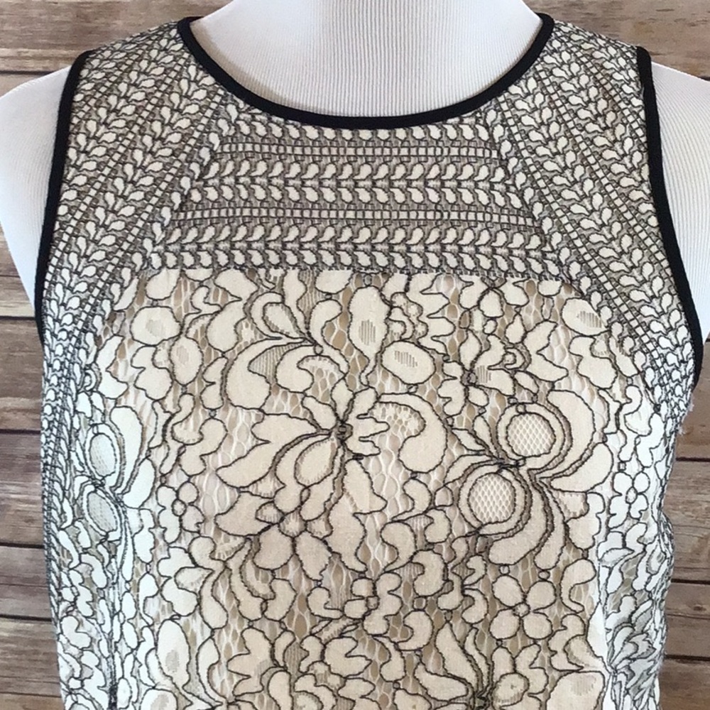 LOFT Black and White Lace Mini Dress - Picture 2 of 8
